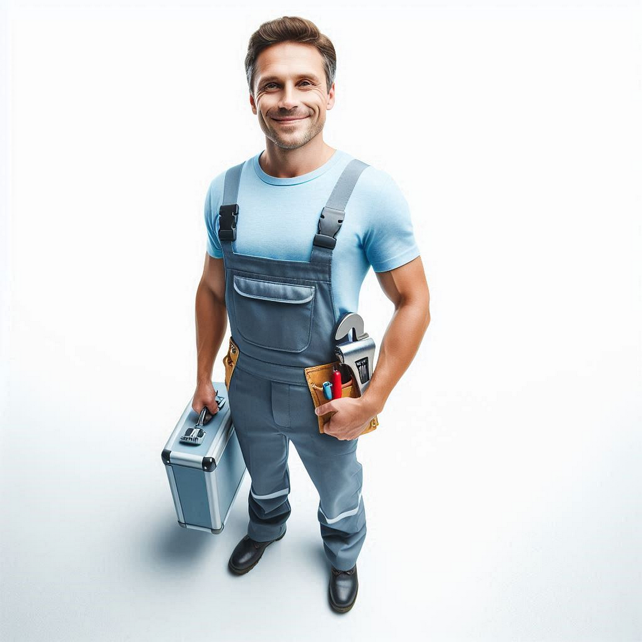 Austin plumber carrying professional tools ready for residential or commercial job